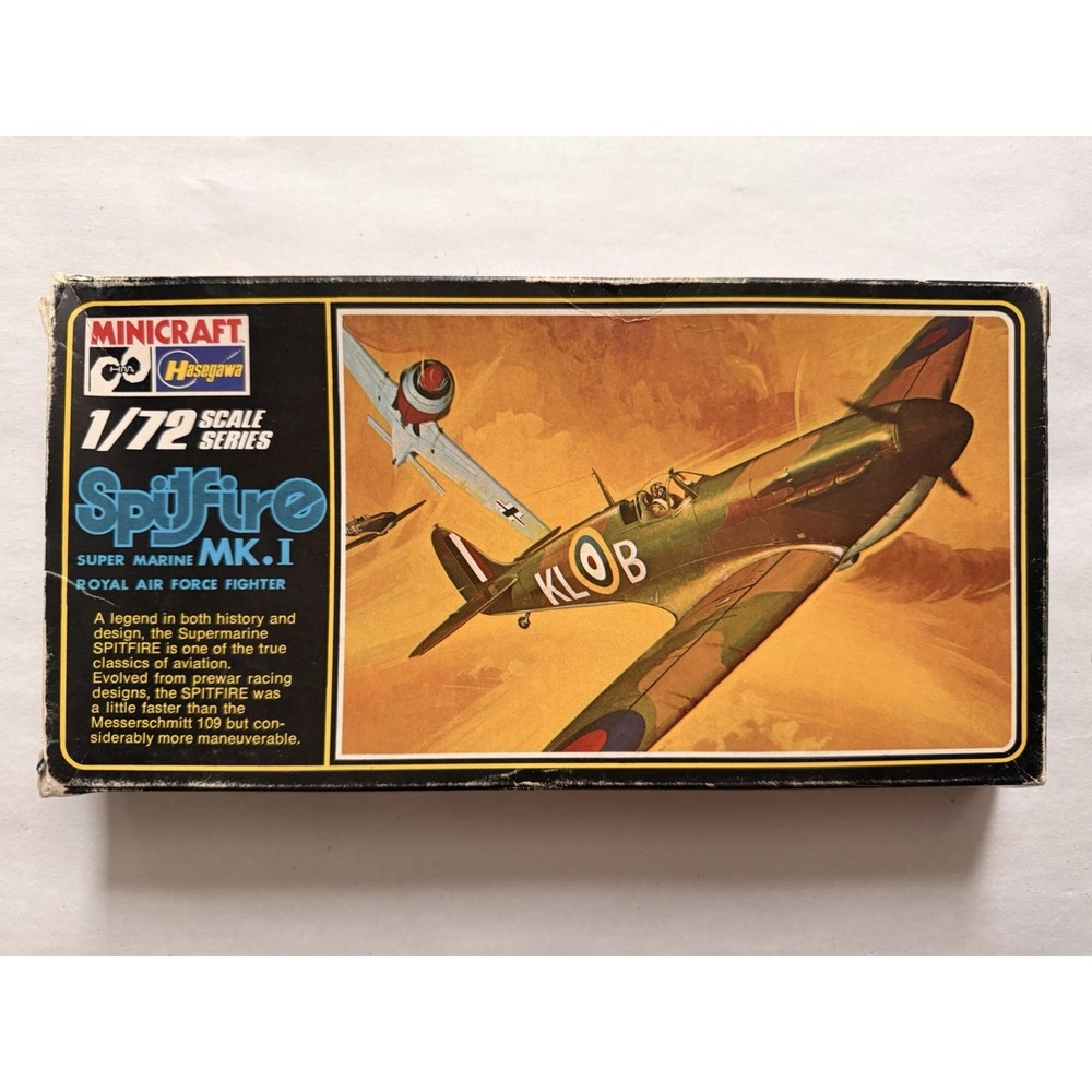 Vintage Minicraft Hasegawa 1/72 Spitfire Mk.I Model Kit 099 Open Box